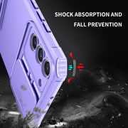 For Samsung Galaxy S22+ 5G Stereoscopic Holder Sliding Camshield Phone Case(Purple)