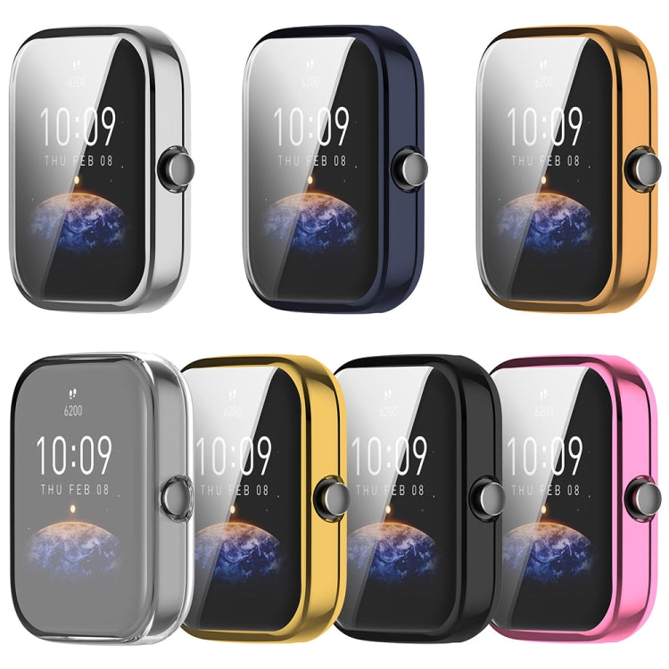 For Amazfit Bip 3 / Bip 3 Pro Universal Full Coverage TPU Electroplating Watch Protective Case(Midnight Blue)