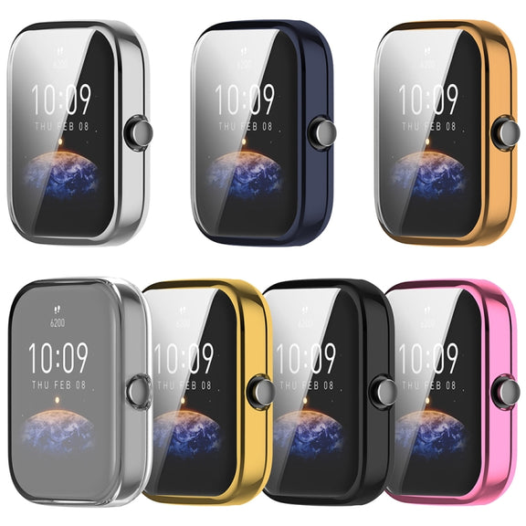 For Amazfit Bip 3 / Bip 3 Pro Universal Full Coverage TPU Electroplating Watch Protective Case(Gold)