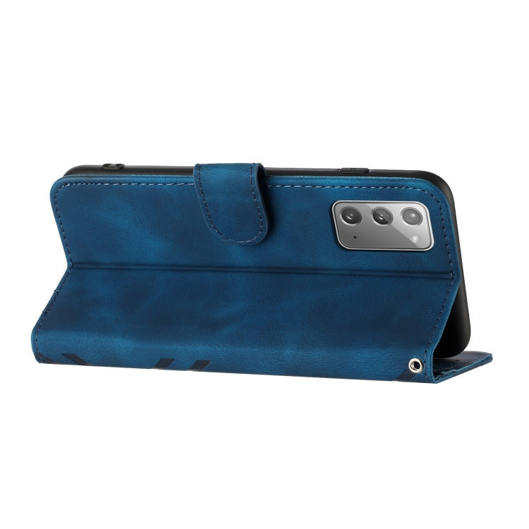 For Samsung Galaxy Note20 Line Pattern Skin Feel Leather Phone Case(Royal Blue)