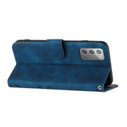For Samsung Galaxy Note20 Line Pattern Skin Feel Leather Phone Case(Royal Blue)
