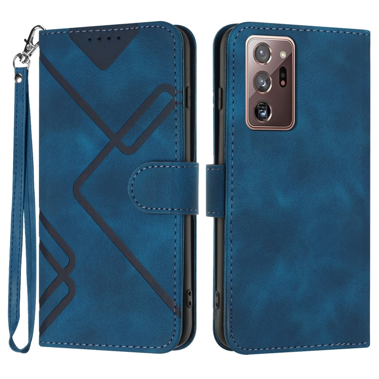 For Samsung Galaxy Note20 Ultra Line Pattern Skin Feel Leather Phone Case(Royal Blue)