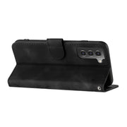 For Samsung Galaxy S21+ 5G Line Pattern Skin Feel Leather Phone Case(Black)