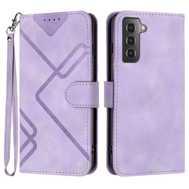 For Samsung Galaxy S22+ 5G Line Pattern Skin Feel Leather Phone Case(Light Purple)