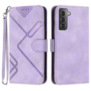 For Samsung Galaxy S22+ 5G Line Pattern Skin Feel Leather Phone Case(Light Purple)