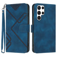 For Samsung Galaxy S22 Ultra 5G Line Pattern Skin Feel Leather Phone Case(Royal Blue) - free shipping - PMC TechLife - Order now!