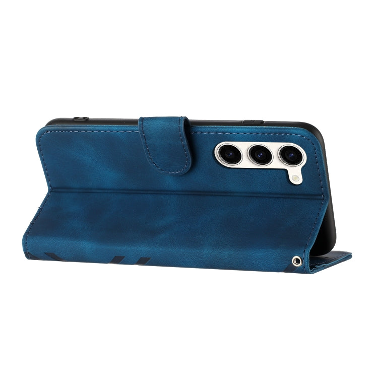 For Samsung Galaxy S23+ 5G Line Pattern Skin Feel Leather Phone Case(Royal Blue)