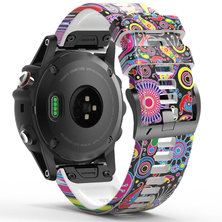 For Garmin Forerunner 965 / 955 / 945 / 935 Printing Quick Release Silicone Watch Band(Peacock)