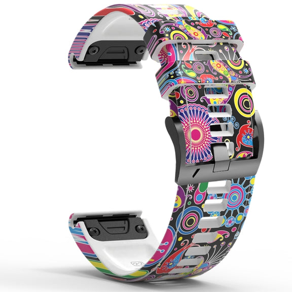 For Garmin Forerunner 965 / 955 / 945 / 935 Printing Quick Release Silicone Watch Band(Peacock)