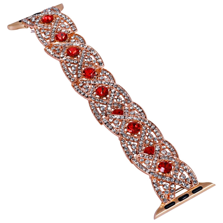 Diamonds Twist Metal Watch Band For Apple Watch 5 40mm(Rose Gold Red)