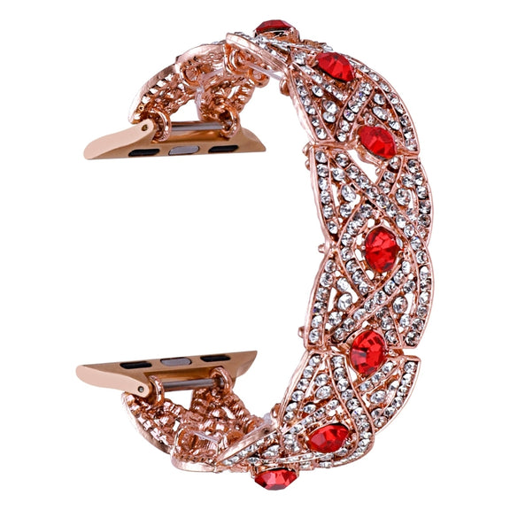 Diamonds Twist Metal Watch Band For Apple Watch 2 42mm(Rose Gold Red)