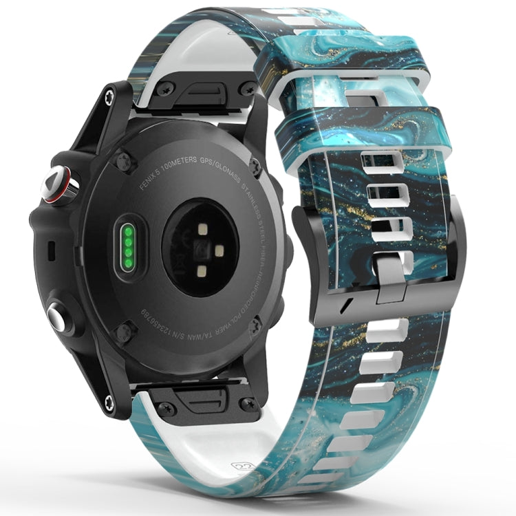For Garmin  Tactix 7 Pro / Fenix 7X / 6X Pro Printing Quick Release Silicone Watch Band(Marble)