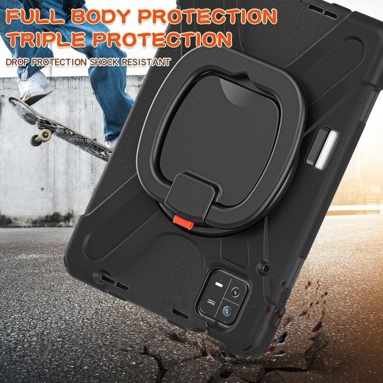 For Xiaomi Pad 6 / 6 Pro Silicone Hybrid PC Tablet Case with Holder & Shoulder Strap(Black)