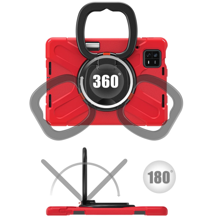 For Xiaomi Pad 6 / 6 Pro Silicone Hybrid PC Tablet Case with Holder & Shoulder Strap(Red)