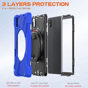 For Xiaomi Pad 6 / 6 Pro Silicone Hybrid PC Tablet Case with Holder & Shoulder Strap(Blue)