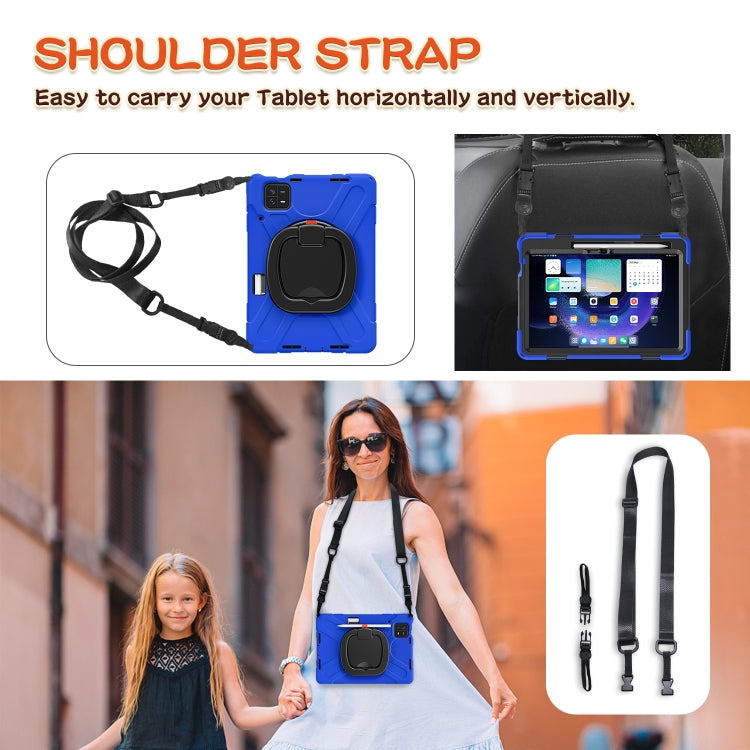 For Xiaomi Pad 6 / 6 Pro Silicone Hybrid PC Tablet Case with Holder & Shoulder Strap(Blue)