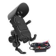 WUPP CS-1848B1 15W Motorcycle Wireless Fast Charging Phone Navigation Holder, Style:Rearview Mirror Type