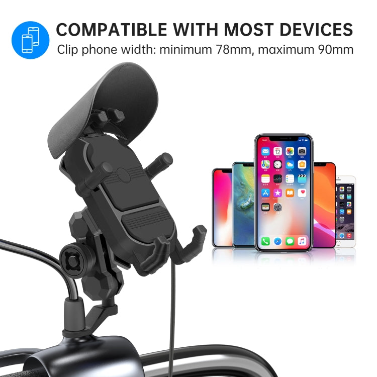 WUPP CS-1848B1 15W Motorcycle Wireless Fast Charging Phone Navigation Holder, Style:Rearview Mirror Type