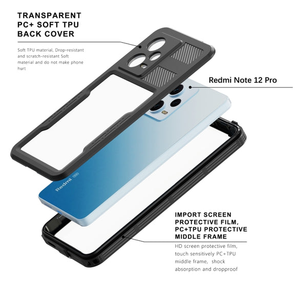 For Xiaomi Redmi Note 12 Pro 5G Global RedPepper IP68 Life Water-resistant Phone Case(Black)