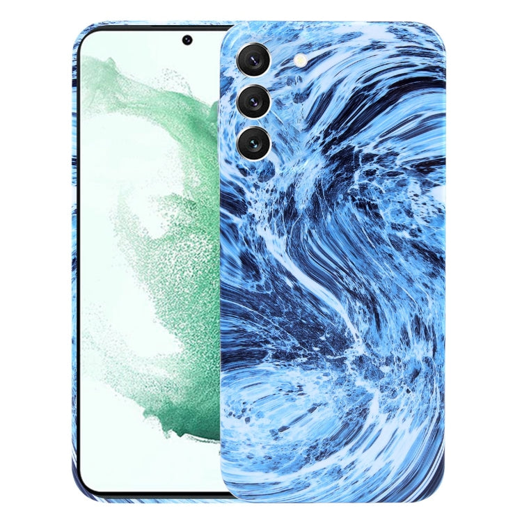 For Samsung Galaxy S22+ 5G Marble Pattern Phone Case(Navy Blue White)