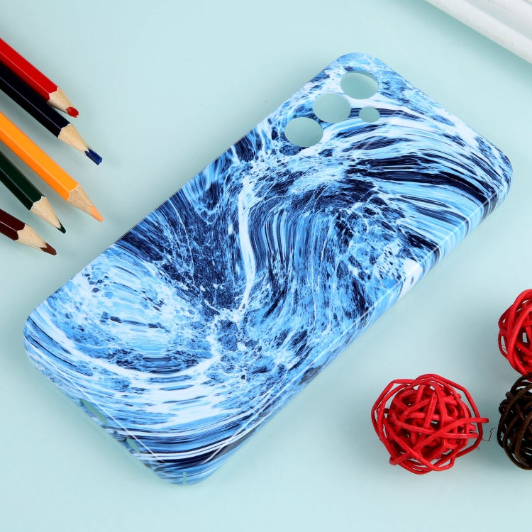 For Samsung Galaxy A14 Marble Pattern Phone Case(Navy Blue White)