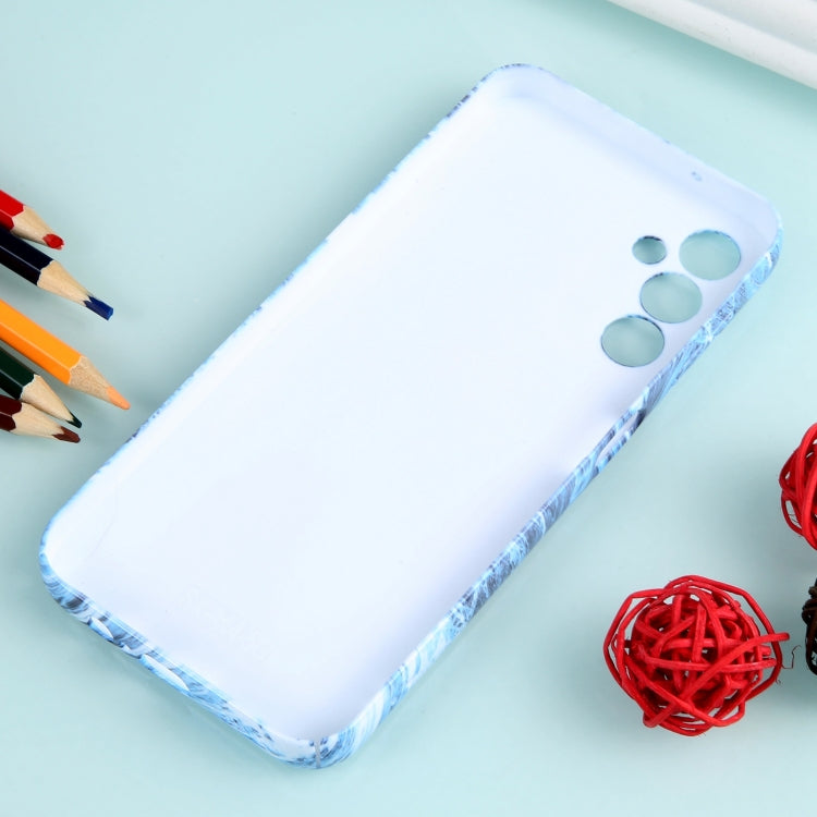 For Samsung Galaxy A14 Marble Pattern Phone Case(Navy Blue White)