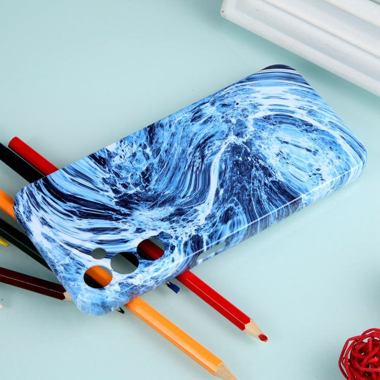 For Samsung Galaxy A14 Marble Pattern Phone Case(Navy Blue White)