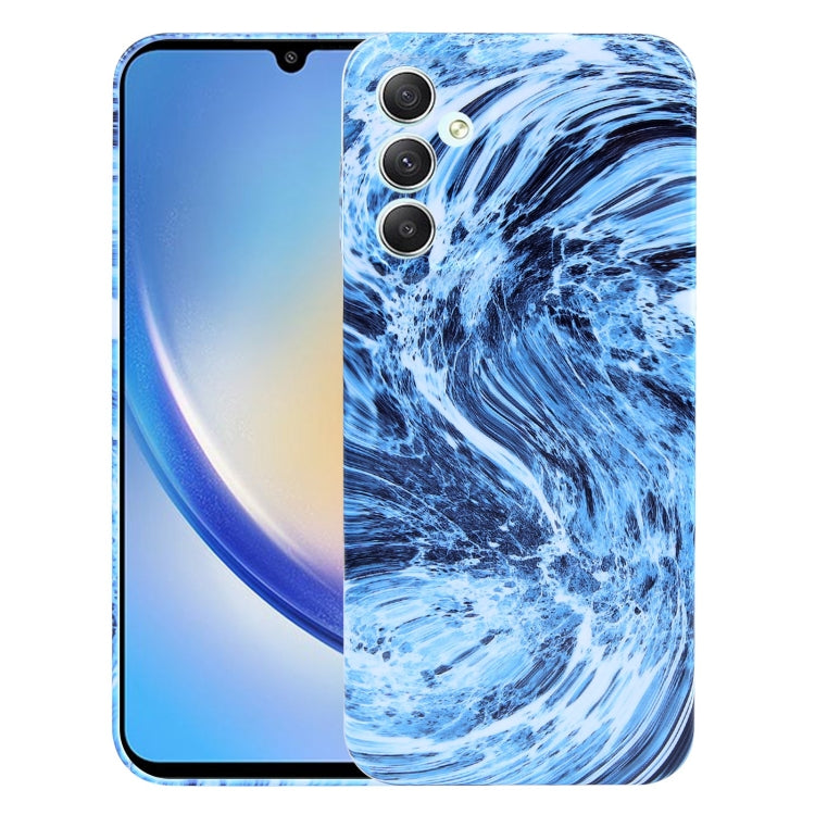 For Samsung Galaxy A34 Marble Pattern Phone Case(Navy Blue White)