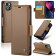 For iPhone 14 Plus CaseMe 023 Butterfly Buckle Litchi Texture RFID Anti-theft Leather Phone Case(Brown) - iPhone 14 Plus Cases by CaseMe | Online Shopping South Africa | PMC TechLife | Buy Now Pay Later Mobicred