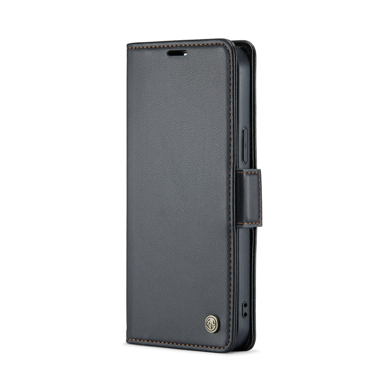 For iPhone 14 Pro CaseMe 023 Butterfly Buckle Litchi Texture RFID Anti-theft Leather Phone Case(Black)