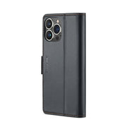 For iPhone 14 Pro Max CaseMe 023 Butterfly Buckle Litchi Texture RFID Anti-theft Leather Phone Case(Black)