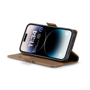 For iPhone 14 Pro Max CaseMe 023 Butterfly Buckle Litchi Texture RFID Anti-theft Leather Phone Case(Brown)