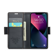 For iPhone 13 mini CaseMe 023 Butterfly Buckle Litchi Texture RFID Anti-theft Leather Phone Case(Black)
