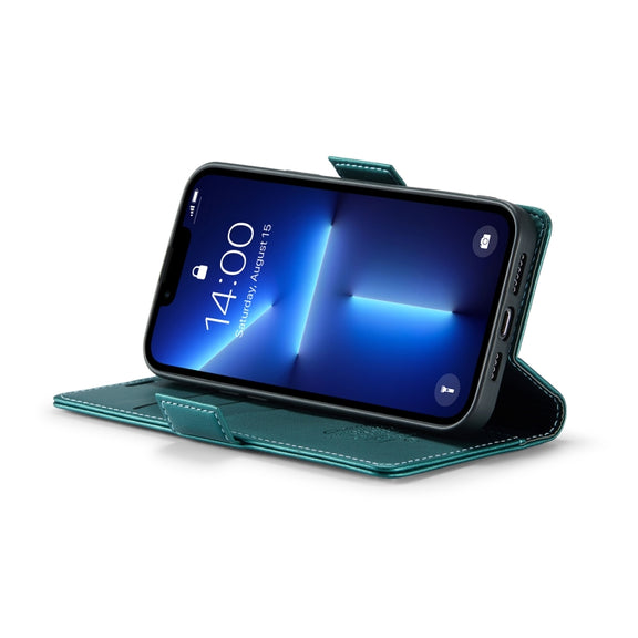 For iPhone 13 Pro CaseMe 023 Butterfly Buckle Litchi Texture RFID Anti-theft Leather Phone Case(Pearly Blue)