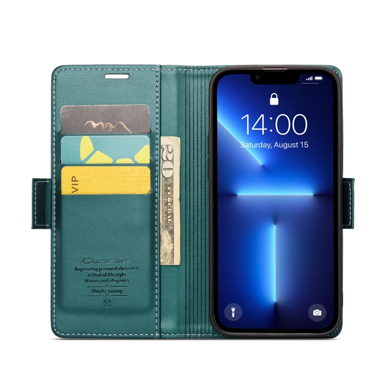 For iPhone 13 Pro Max CaseMe 023 Butterfly Buckle Litchi Texture RFID Anti-theft Leather Phone Case(Pearly Blue)