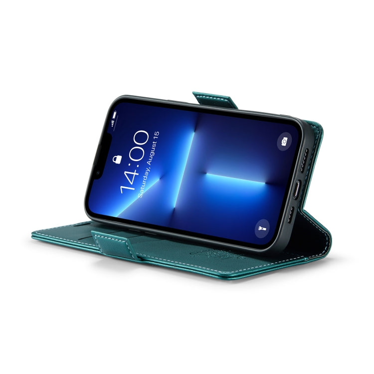 For iPhone 13 Pro Max CaseMe 023 Butterfly Buckle Litchi Texture RFID Anti-theft Leather Phone Case(Pearly Blue)