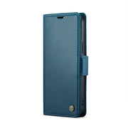 For iPhone 12 Pro Max CaseMe 023 Butterfly Buckle Litchi Texture RFID Anti-theft Leather Phone Case(Blue)