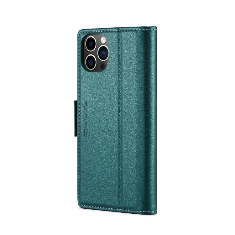 For iPhone 12 Pro Max CaseMe 023 Butterfly Buckle Litchi Texture RFID Anti-theft Leather Phone Case(Pearly Blue)
