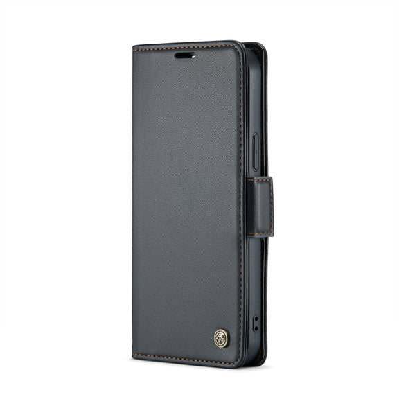For iPhone 12 mini CaseMe 023 Butterfly Buckle Litchi Texture RFID Anti-theft Leather Phone Case(Black)