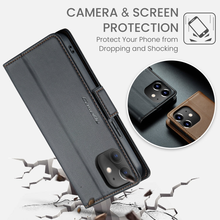 For iPhone 12 mini CaseMe 023 Butterfly Buckle Litchi Texture RFID Anti-theft Leather Phone Case(Black)