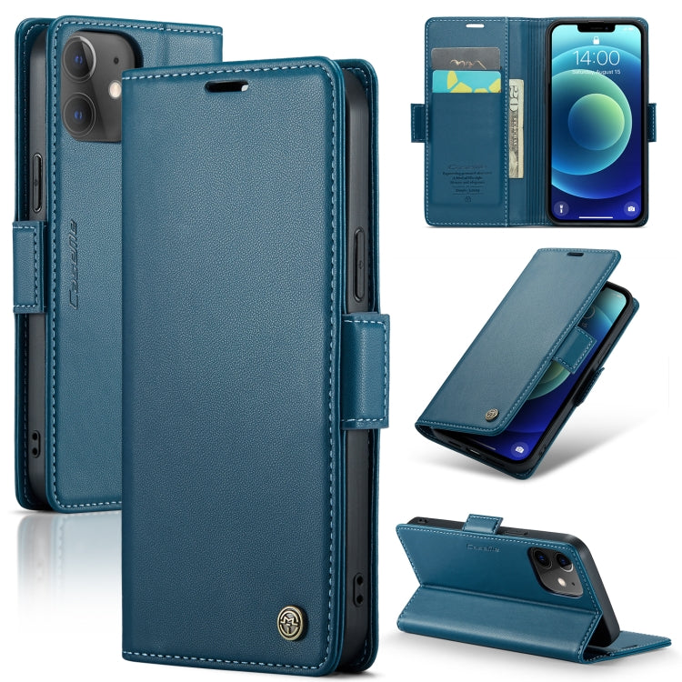 For iPhone 12 mini CaseMe 023 Butterfly Buckle Litchi Texture RFID Anti-theft Leather Phone Case(Blue)