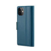 For iPhone 12 mini CaseMe 023 Butterfly Buckle Litchi Texture RFID Anti-theft Leather Phone Case(Blue)