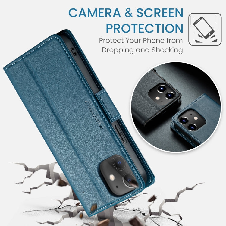 For iPhone 12 mini CaseMe 023 Butterfly Buckle Litchi Texture RFID Anti-theft Leather Phone Case(Blue)