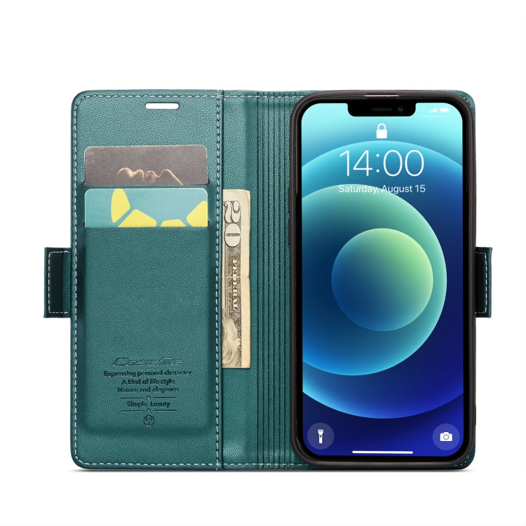 For iPhone 12 mini CaseMe 023 Butterfly Buckle Litchi Texture RFID Anti-theft Leather Phone Case(Pearly Blue)