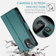 For iPhone 12 mini CaseMe 023 Butterfly Buckle Litchi Texture RFID Anti-theft Leather Phone Case(Pearly Blue)