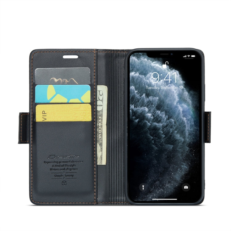 For iPhone 11 Pro CaseMe 023 Butterfly Buckle Litchi Texture RFID Anti-theft Leather Phone Case(Black)