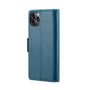 For iPhone 11 Pro CaseMe 023 Butterfly Buckle Litchi Texture RFID Anti-theft Leather Phone Case(Blue)