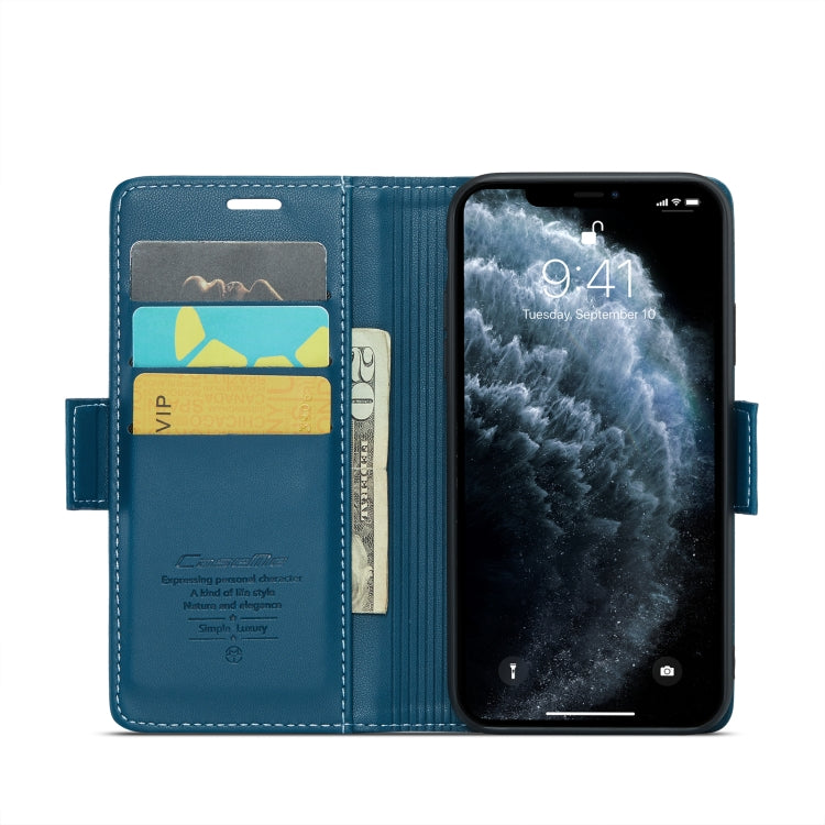 For iPhone 11 Pro CaseMe 023 Butterfly Buckle Litchi Texture RFID Anti-theft Leather Phone Case(Blue)