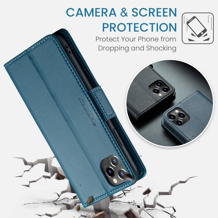 For iPhone 11 Pro CaseMe 023 Butterfly Buckle Litchi Texture RFID Anti-theft Leather Phone Case(Blue)