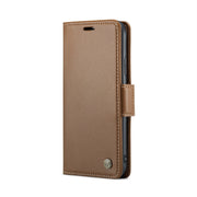 For iPhone 11 Pro Max CaseMe 023 Butterfly Buckle Litchi Texture RFID Anti-theft Leather Phone Case(Brown)